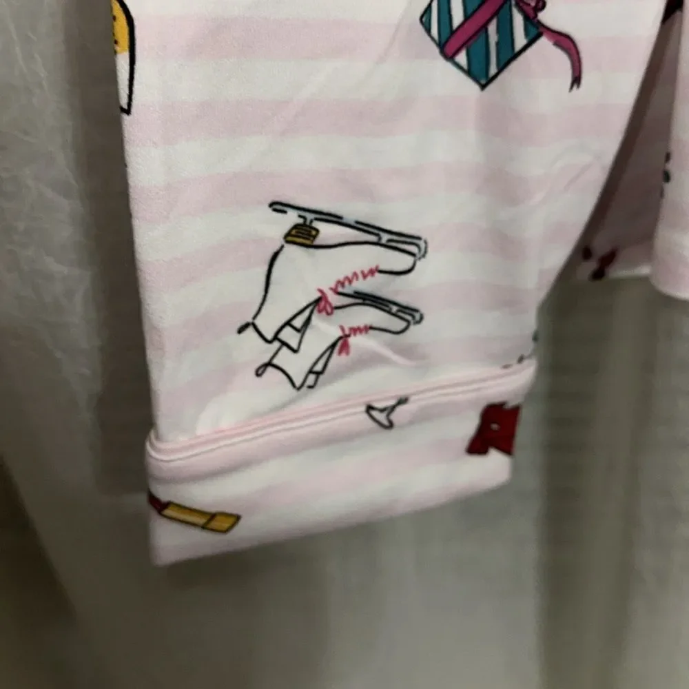 kate spade S-XL Blush Pink Vertical Stripe Festive Holiday Notched Collar PJ